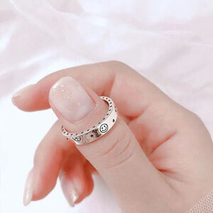 Unisex Sm 925 Sterling‎ Silver Star Moon Midi Pinky Finger Ring